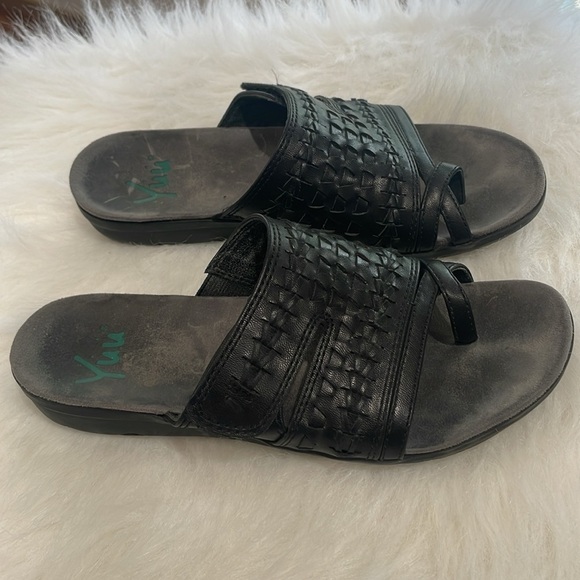 YUU JUDY WOMENS BLACK WEAVED SANDALS WOTH VELCRO CLOSURE SIZE 6-1/2 - Picture 6 of 7